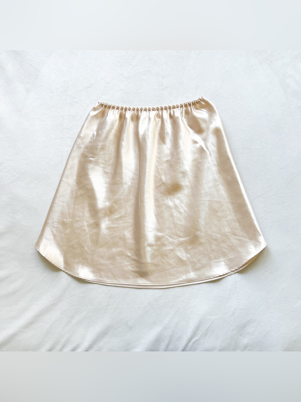 Farr West Satin Cream Slip Skirt with Elastic Waist